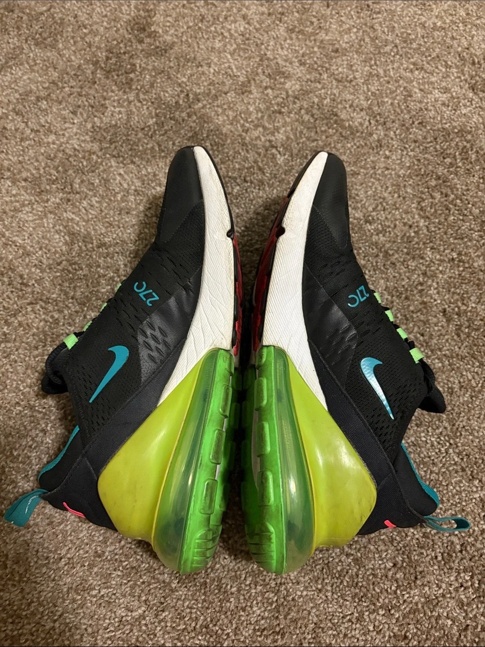 Nike Black Teal and Lime Air Max 270 Sneakers - Picture 4 of 8